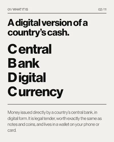 CBDC carousel, slide 2: What it is: central bank digital currency